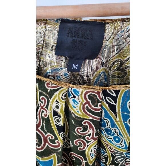 Anna Sui Vintage Silk & Metallic Dress Size Medium - Picture 2 of 6